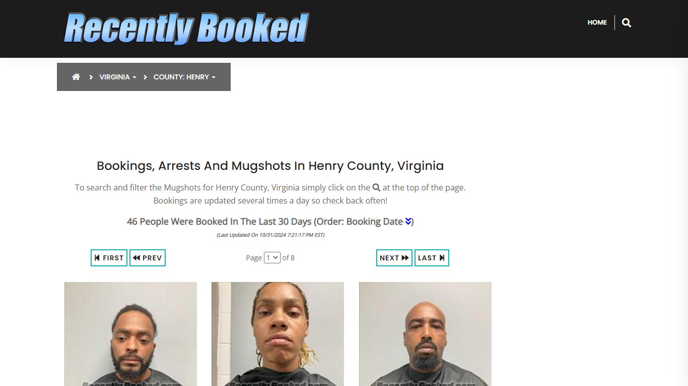 Bookings, Arrests and Mugshots in Henry County, Virginia - Recently Booked